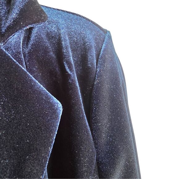 TAHARI Navy Blue Velvet Blazer Jacket | Single Button Formal Office Small (S) - Picture 3 of 13